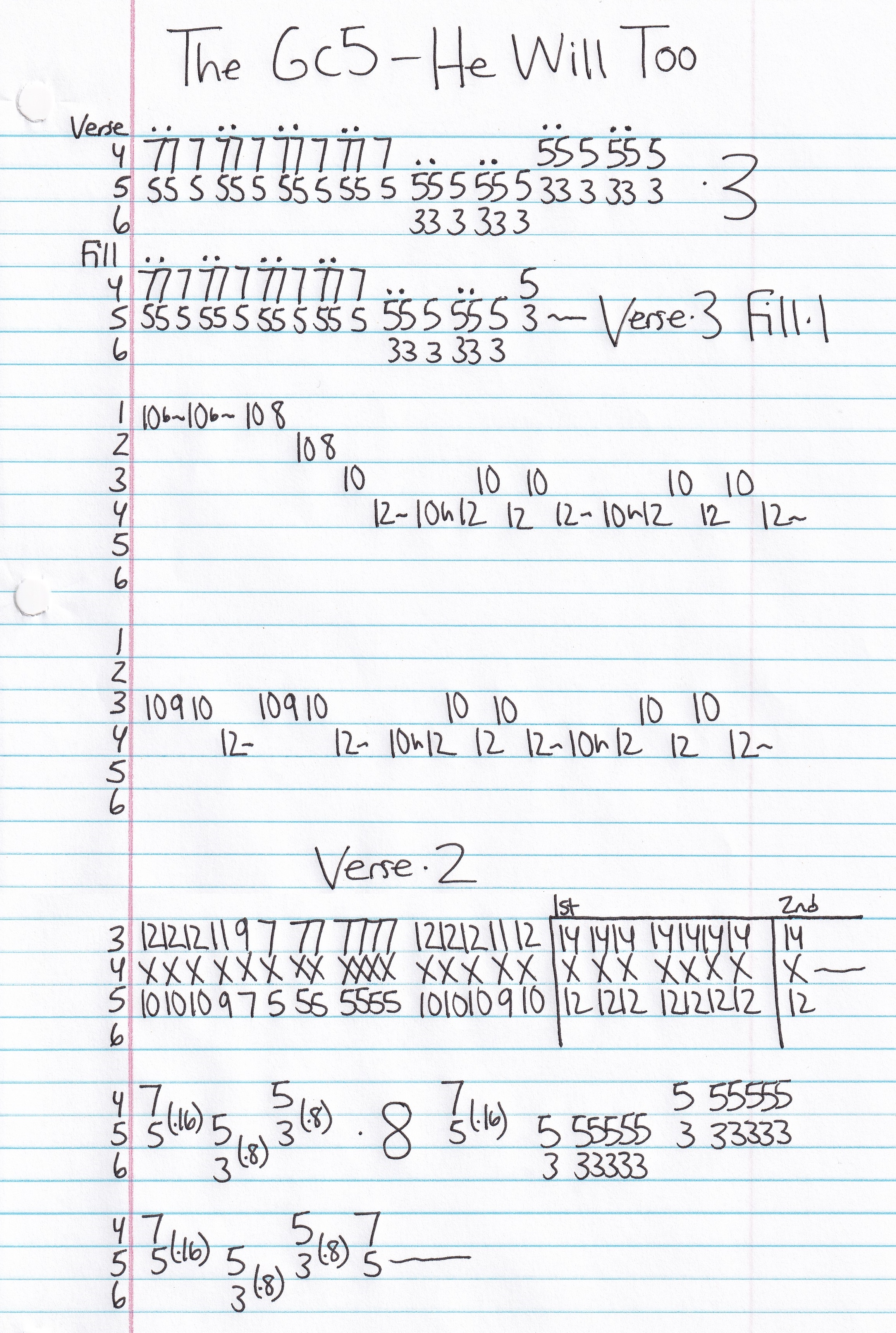 High quality guitar tab for He Will Too by The Gc5 off of the album Singles Collection. ***Complete and accurate guitar tab!***